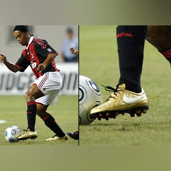 2009 Nike Ronaldinho Dois FG 324761 712 Gold Black Soccer Cleats Men’s Sz 7.5